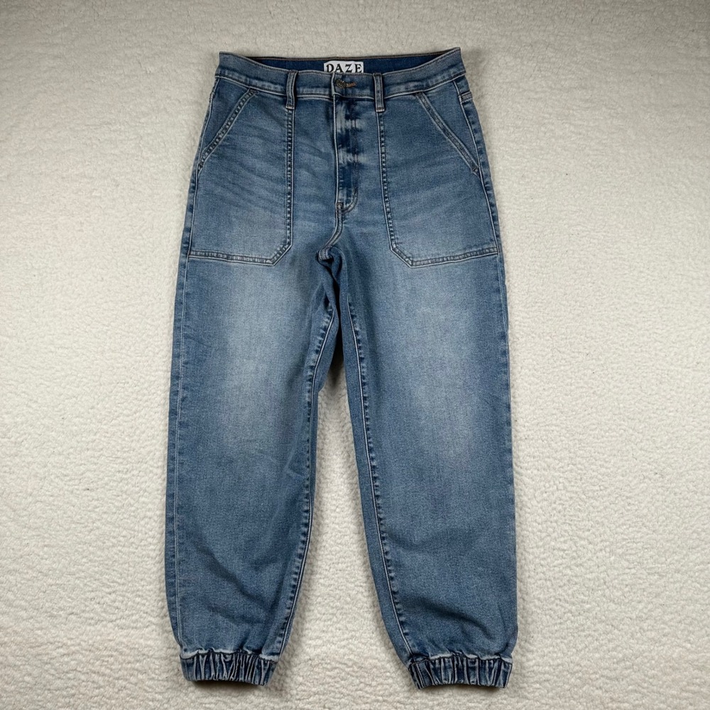 DAZE Hug Wings Denim Joggers Women Utility High Rise Stretch 30 Cargo Streetweer